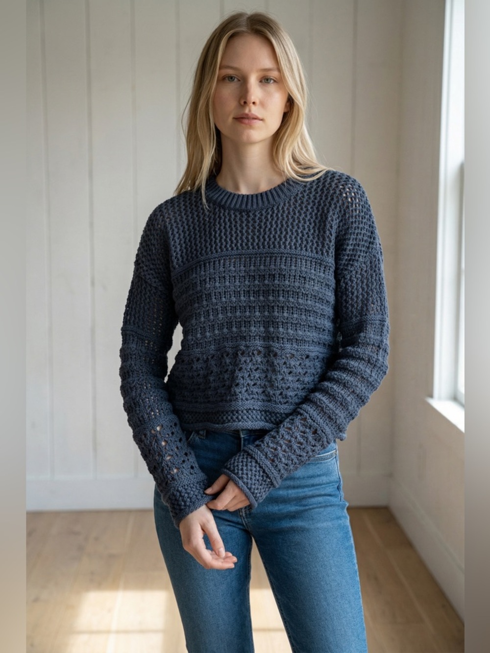 Universal Thread Women's Textured Navy Sweater
